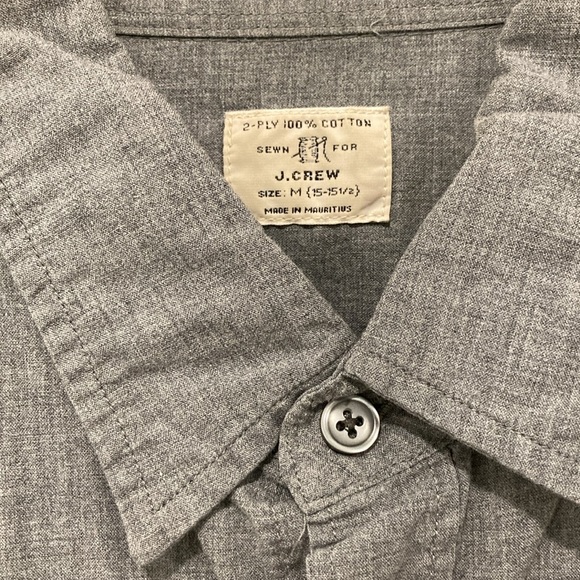 J. Crew Heather Grey Long Sleeved Cotton Button Down Shirt Men’s Size Medium - Picture 3 of 4